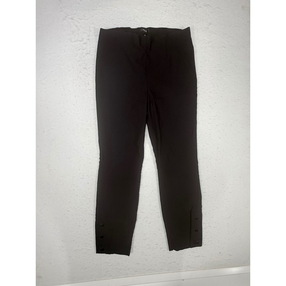 Simply Vera Vera Wang Womens Black Pull On Ankle Pants Button Hem Slim Fit Large